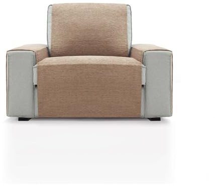 FAVERTI® Sesselüberwurf für 1-Sitzer oder Relaxsessel, 55 cm, Modell Pego, Leinen, extra weicher Chenille, Qualitäts-Sesselschutz, recyceltem Material