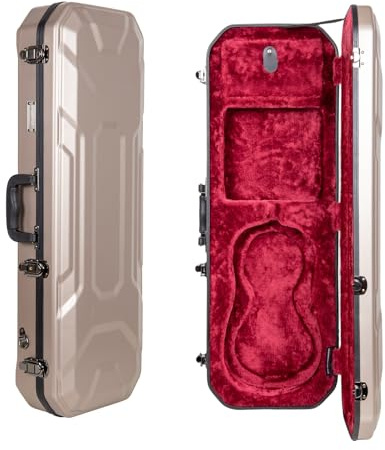 Crossrock Violinenkoffer in 4/4-Größe, ABS-geformte Hartschale mit Innenfach, 2 Bogenhaltern, Sicherheitsschloss und abnehmbare Gurte, Champagner (CRA860VFCH)