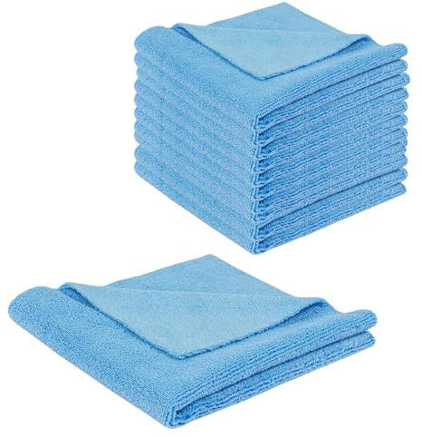 Tek Automotive Edgeless 350GSM Heavy Duty Blue Car Microfibre Cloths – 10 Pack 40x40cm Professional Detailing & Polishing