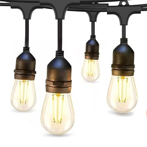 Dotrvmp Garden String Lights 96FT/30m Festoon Lights Outdoor 【Heavy-Duty】 | IP65 Waterproof Connectable Shatterproof S14 2W 150 Lumens LED Outdoor Lights for Patio Garden Party Warm White 2700K