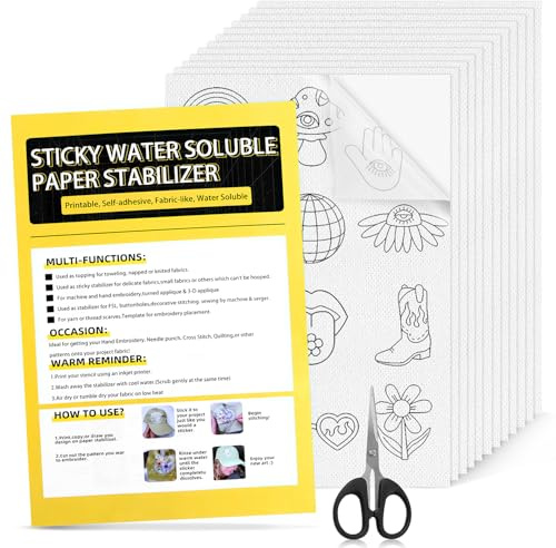 Stickvlies wasserlöslich stickvlies selbstklebend 12 Stück A4 Stickvorlagen
