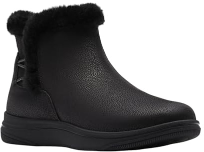 Clarks CloudSteppers Women's Breeze Fur Ankle Boot, Black Combi, 9 W US