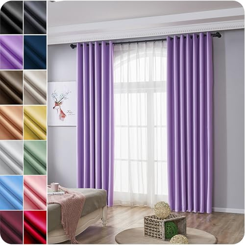 NINGBAI Rideau Salon - Rideau Occultant Thermique 50 x 240 cm 100% Polyester, Isolement Thermique Installation Facile Rideau Phonique Anti Bruit pour Chambre, Salon, Bureau, Pourpre