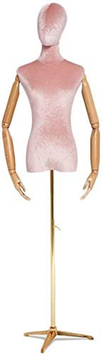 SHANYAYALI Weibliche Schaufensterpuppe, Torso, Körperkleid, Form mit Stativständer für Kleidung, Kleid, Schmuck, Display, goldenes Modell (Rosa)
