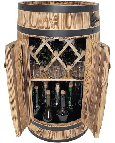 weeco Armario de bar de madera rústica con estante y soporte para botellas, 80 cm, color marrón