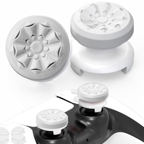 TEUVO Joystick Thumbstick Grips para PS5 Joystick PS4 Joystick, Objetivo Asistir Silicona Tapa para PS5 Mando Ayuda con Control Accesorios para PS5 Controller Reducir Pulgarcito Fatiga, Blanco, 2 Pcs