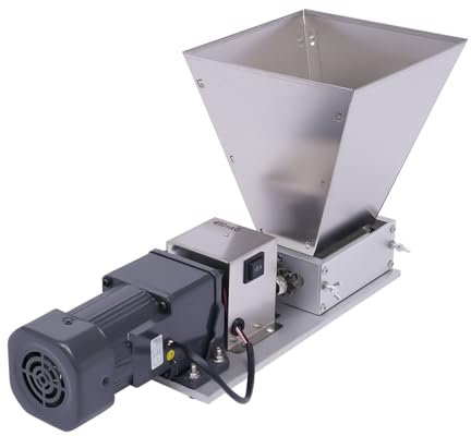 Electric Grain Mill Grinder Malt Crusher Roller Motor Powered Barley Grinding Machine Stainless Steel Rollers for Homebrew Coffee Spice Herb Dry Food Processing