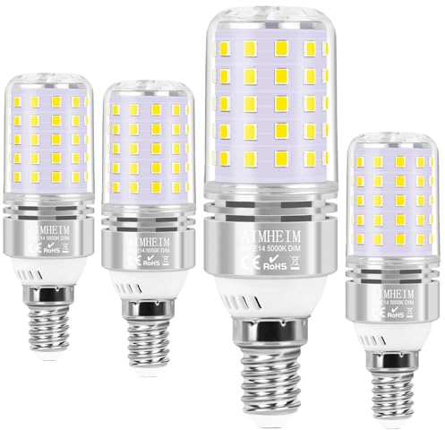 AIMHEIM LED Lampen E14 Dimmbar 8W Ersetzt 80W, LED Leuchtmittel E14 Tageslichtweiß 5000K, LED Birnen E14-Sockel Kein Flackern, Energiesparlampe, 4 Stück