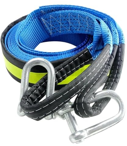 SHENJMAI Corda di Traino Cavo di Traino da 3/4/5 m, 8 tonnellate, Cinghia di Traino for Auto, con Ganci in Nylon for Emergenza Auto for impieghi gravosi(5m 8 tons)