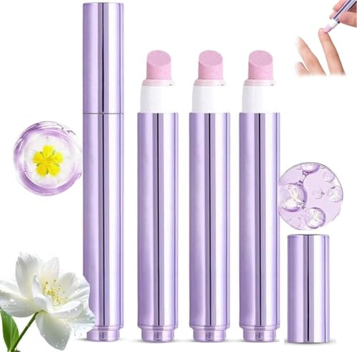 Stylo de soin des ongles 3 en 1,stylo essence pour ongles,stylo huile pour cuticules avec pointe en céramique, adapté aux ongles incarnés, secs et abîmés,ajoute de la brillance etlaisseunparfumdurable