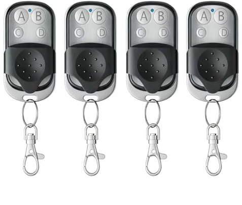 4Pcs Mando Garaje Clonador Universal 433.92Mhz, Mando a Distancia Duplicador con 4 Botones, Puerta Garaje Codigo Fijo Control Remoto Inalámbrico Automático Garage Gate Openers- Incluida Batería