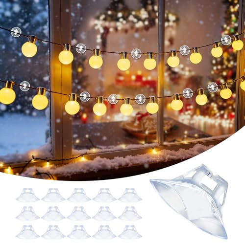 Isisyu Saugnäpfe für Lichterketten, 60 Stück Saugnapf für Fenster Befestigung mit Kabel-Schlitz,Transparent PVC, Wiederverwendbar, Abnehmbar Saughaken für Fenster, Glas, Spiegel, Badezimmer, Küche