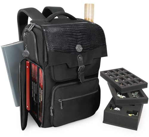 ENHANCE Collector's Edition DnD Sac à Dos, RPG DM Sac Donjons et Dragons - Peut Contenir 6 à 8 Livres, Un Ordinateur Portable de 18 Pouces, Des Figurines, Une Sangle Pour Carte (Dragon Noir)