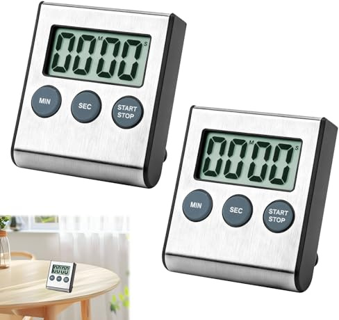 2 Stück Kurzzeitmesser Küchentimer,Timer,Eieruhr Digital,Mit Display,Digitaler Timer Für Küche Schule Sport,Digitaler Kurzzeitmesser Zum Sport/Kochen/Lernen,Timer Mit Magnet