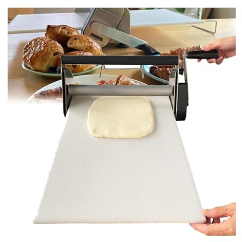 12/15 pulgadas acero inoxidable manual plegable laminadora de harina con ajuste de grosor para mesa de trabajo, adecuado para panaderías, fabricación de profiteroles y pan (precio: 201 rupias)