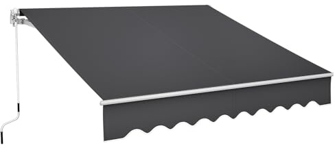 Kuro-sagol Gelenkarmmarkise Markise mit Alu-Rahmen&Handkurbel，Balkonmarkise Sonnenmarkise Sonnenschutz，Wasserabweisend，UV 50+，Winkel Einstellung，Terrassenmarkise Klemmmarkise,Dunkelgrau，250x250 cm