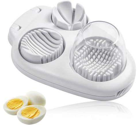 3-In-1 Edelstahl Eierschneider Mit Eierstecher,Eierschneider Spülmaschinenfest,Egg Slicer Mit Transparenter Schale,Für Eier,Pilze,Erdbeeren Und Weiches Obst