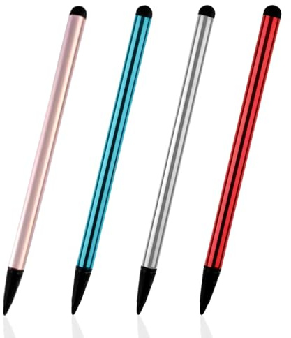 XAVURO Pack de 4 Stylets Tablette 2-en-1 Universel, Stylet Tactile Magnétique Haute Précision Compatible avec la Plupart des Écrans Tactiles iPhone/iPad/Samsung/Lenovo/Microsoft/Huawei/Xiaomi