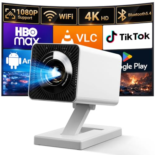 Maypug Vidéoprojecteur Cinéma Maison Portable Mini Projecteur pour Chambre Plafond, Portable Projecteur WiFi 6 BT 5.4, Résolution 1080P Compatible 4K, Correction Trapézoïdale Automatique