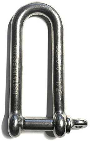 US STAINLESS Grillete Largo D de Acero Inoxidable 316 de 12 mm, Grado Marino DEE