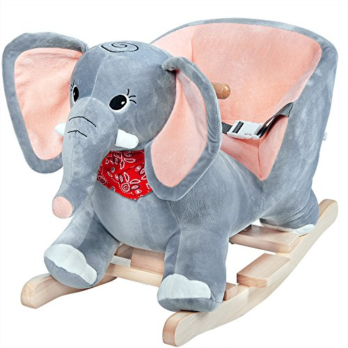 Spielwerk® Schaukeltier Elefant inkl. Sound Effekt Sicherheitsgurt Plüsch Schaukel Wippe Kinder Baby Spielzeug Balancetraining besonders weich Schaukelpferd