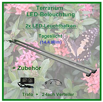 AQUARIUM-PLÜDERHAUSEN Regenwald Terrarium, Set2: 2x LED-Beleuchtung 80 cm + Zubehör, LED Leuchtbalken,LED Tropen Pflanzenlicht