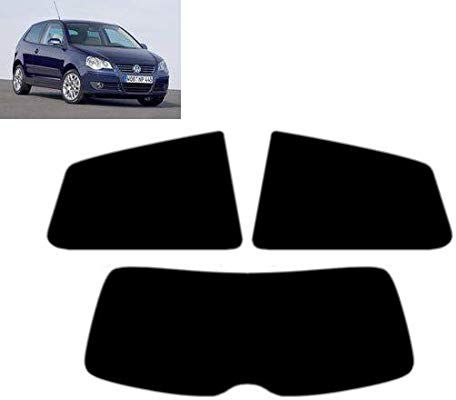 Passgenaue Tönungsfolie für Polo 3-Türen 2005-2009 Heck/Seitenscheiben (05% Tiefschwarz)