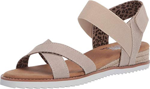 Skechers BOBS Women's Desert Kiss-Secret Picnic Flat Sandal, Natural, 5.5 UK
