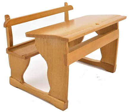Puppenhaus Doppel Schule Schreibtisch & Bench Altmodische Kiefer 1:12 Möbel