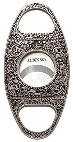 LUBINSKI - Tagliasigari tagliasigari a doppia taglia, a rilievo tridimensionale, colore: Argento