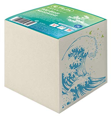 Herlitz 50033461 Notizklotz 9 x 9 x 9 cm, 900 Blatt, Motiv: GREENline Welle, 1 Stück
