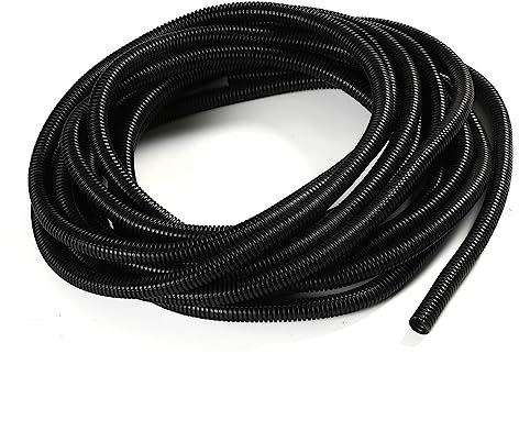Aicosineg Cable Sleeves 32.81ft Length 0.5In ID Electrical Conduit Split Wire Loom Tubing Corrugated Tube Polyethylene Hose Cover Wrap Protector for Home Outdoor Automotive Marine Wire Harness Black
