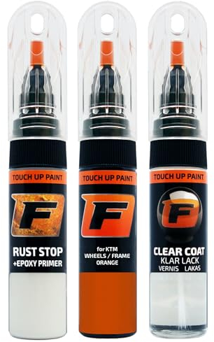 FIRANTO Kit Riparazione Vernice Auto per KTM Motorcycles Frame Orange - Set rimuovi Graffi per Vernice Auto 3in1 - Primer, Pennarello ritocchi Vernice, Vernice lucidante