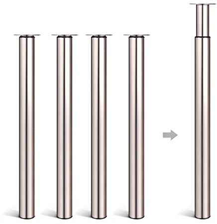 Dhouse Tischbeine 4 Stück Ø 60 mm Höhenverstellbar 710-1100mm Möbelfuß Zylindrisch Metall Geeignet für Frühstückstisch Schreibtisch Arbeitsplatten (Nickeldrahtzeichnung)