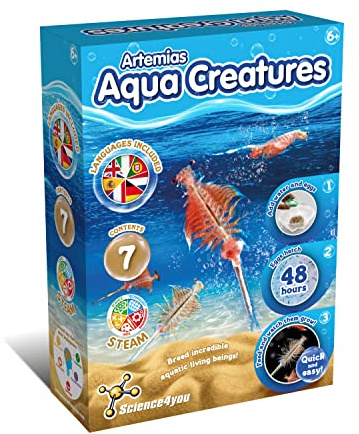 Science4you Urzeitkrebse Züchten Set für Kinder - Artemia Salzkreb (Familie der Triops) Aqua Kreaturen - Machen sie Ihr Meerestier-Ökosystem-Spielzeug & Experimente für Kinder 6 7 8 9 10 11+ Jahre