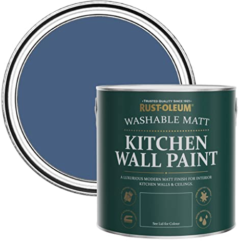 Rust-Oleum abwaschbare matte, geruchsarme blau Küchenwandfarbe - Tinte Blau 2,5 Litres