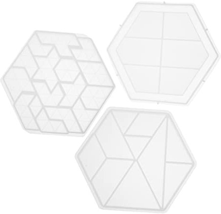 COHEALI 3pcs Hexagonal Tangram Mold DIY Silicone Mold for Casting Puzzle Toy Making Creative Tangram Casting for Activities