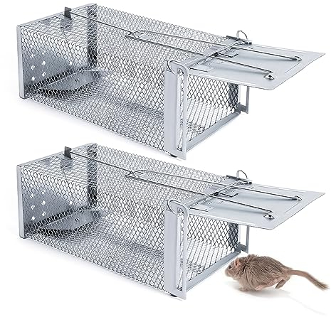 VOTUKU Trappola per topi vivi,Trappola per topi Premium XXL Trappola per cibo per topi altamente sensibile,Trappola adatta agli animali e riutilizzabile,Adatta per Magazzino da giardino (Conf da 2)