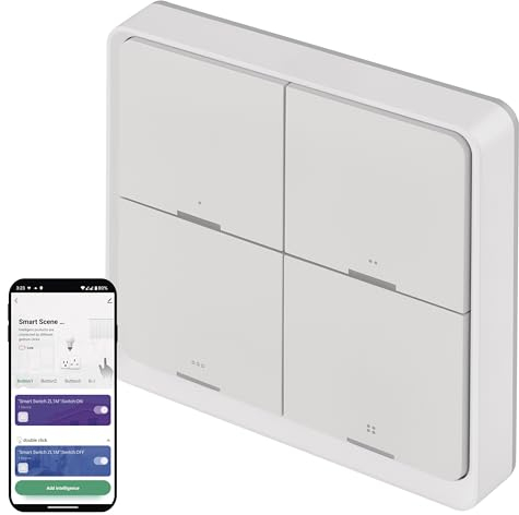 EMOS GoSmart - Smart Home Portabler Szenenschalter mit LED-Anzeige & App - ZigBee - batteriebetrieben - 4 Tasten, 12 Szenen - steuert unbegrenzt viele Smart Geräte oder Leuchten - weiß