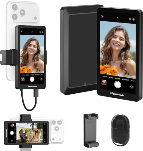 Newmowa Phone Vlog Selfie Monitor Screen, Magnetic Phone Holder Clip Mount, Using Phone Rear Camera for Selfie Vlog Live Stream TikTok, Compatible with iPhone (Support 4K 30fps Wired Recording)