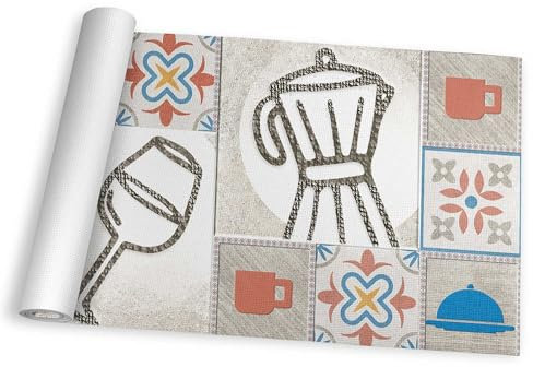 Exma Alfombra Cocina de Vinilo Lavable Antideslizante Resistente Fácil de Limpiar Vinilica Cocina Diseño Elegante | Alfombras de Habitacion Multiusos | Suelo Vinilico para Pasillo - Café