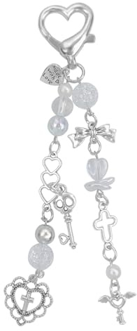cioatu Cute Keychain Aesthetic Y2K Keychain Accessories Cute Heart Butterfly Strawberry Bear Key Chain for Keys Bags Women Gifts (1PCS Keys Heart)