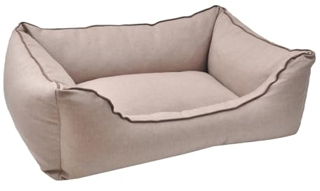 Aumüller Hundesofa Basic Line, Beige - 80 cm - Sofa für Hunde mit formstabilen Kissenrand | Abnehmbarer Bezug | Gefertigt in Europa
