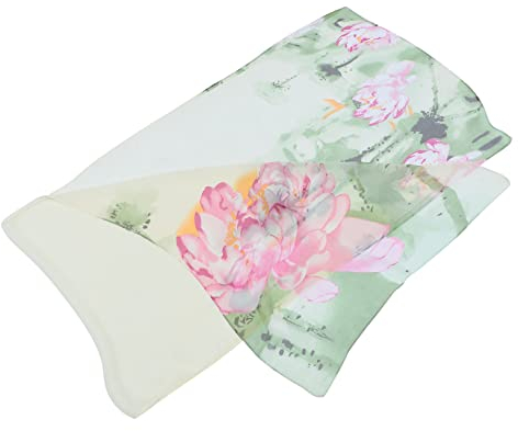 OATIPHO Eleganter Georgette Schal mit Lotusblumen-motiv für Damen 1,6m Leichter Tragbarer Seidenschal mit Sonnenschutz Modisches Tuch für Sommer und Winter