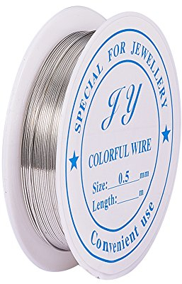 Edelstahl-Basteldraht, Basteldraht for die Schmuckherstellung, 7 m, 0,5 mm, Basteldraht zur Schmuckherstellung, anlaufbeständiger Perlendraht, silberfarbener Basteldraht for Schmuck
