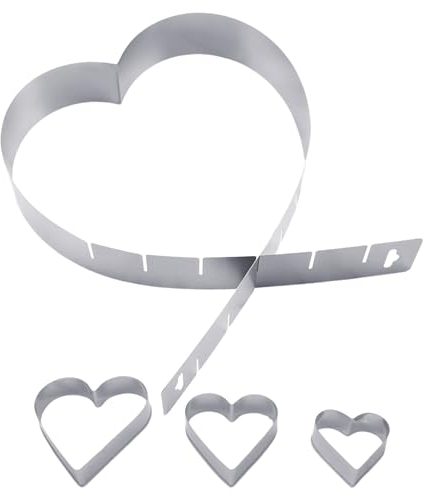 ZBHDEYG 1 anello per torta a forma di cuore, 3 pezzi, forma di cuore, anello per torta a forma di cuore, forma regolabile