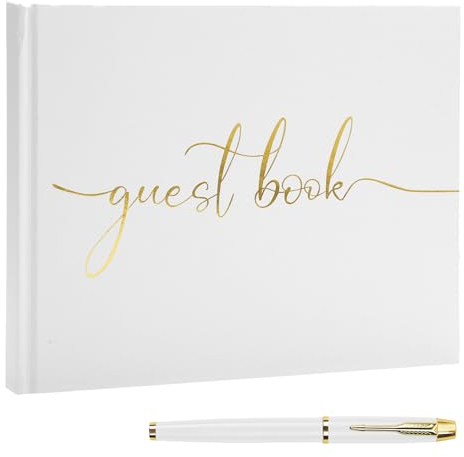 TNSLAND Gästebuch Hochzeit Hochzeitsalbum Hochzeitsbuch Gästebuch Babyparty Gästebuch Polterabend Gästebuch Geburtstag Gästebuch Taufe Gästebücher 100 Blanko Seite Hochzeitsgästebuch mit Stift Weiß