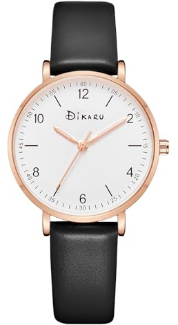CIVO Damen Uhr Lederarmband Armbanduhr - Klassische Analog Quarz Damen Uhren Schwarz