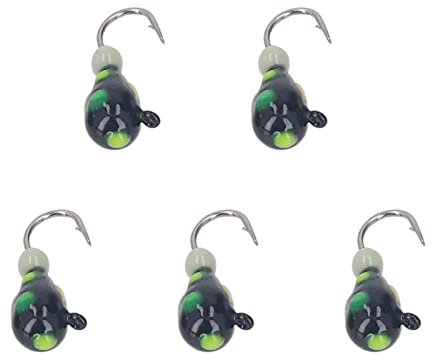 Köder-Set Eisangeln, 5 Stück, Eisangelhaken, 4 mm, aus Stahl mit hohem Kohlenstoffgehalt, Köder, Eisangel-Schablonen, zum Angeln