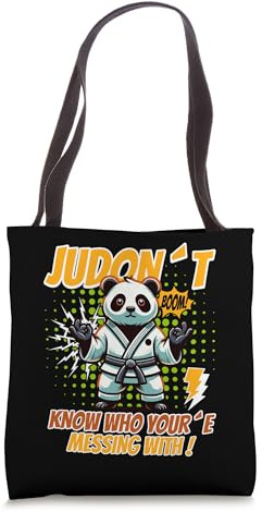 Panda in Judo Suit - Humorous Cartoon Design Tote Bag